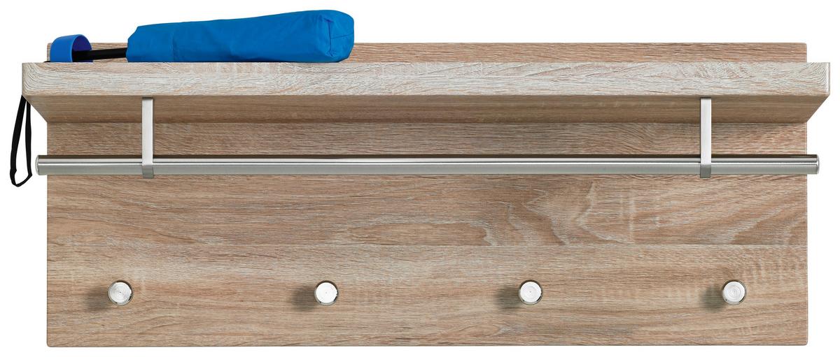 WIESZAK ŚCIENNY PABLO 3 - kolor stalowy/dąb san remo, Design, metal/drewno (75/30/26cm) - Carryhome