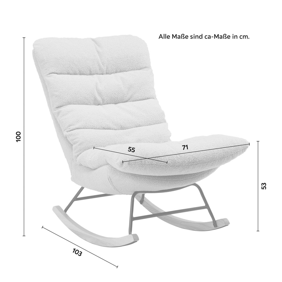 Schaukelsessel Devin Hellgrau Webstoff - Hellgrau/Naturfarben, MODERN, Holz/Textil (71/100/103cm) - Bessagi Home