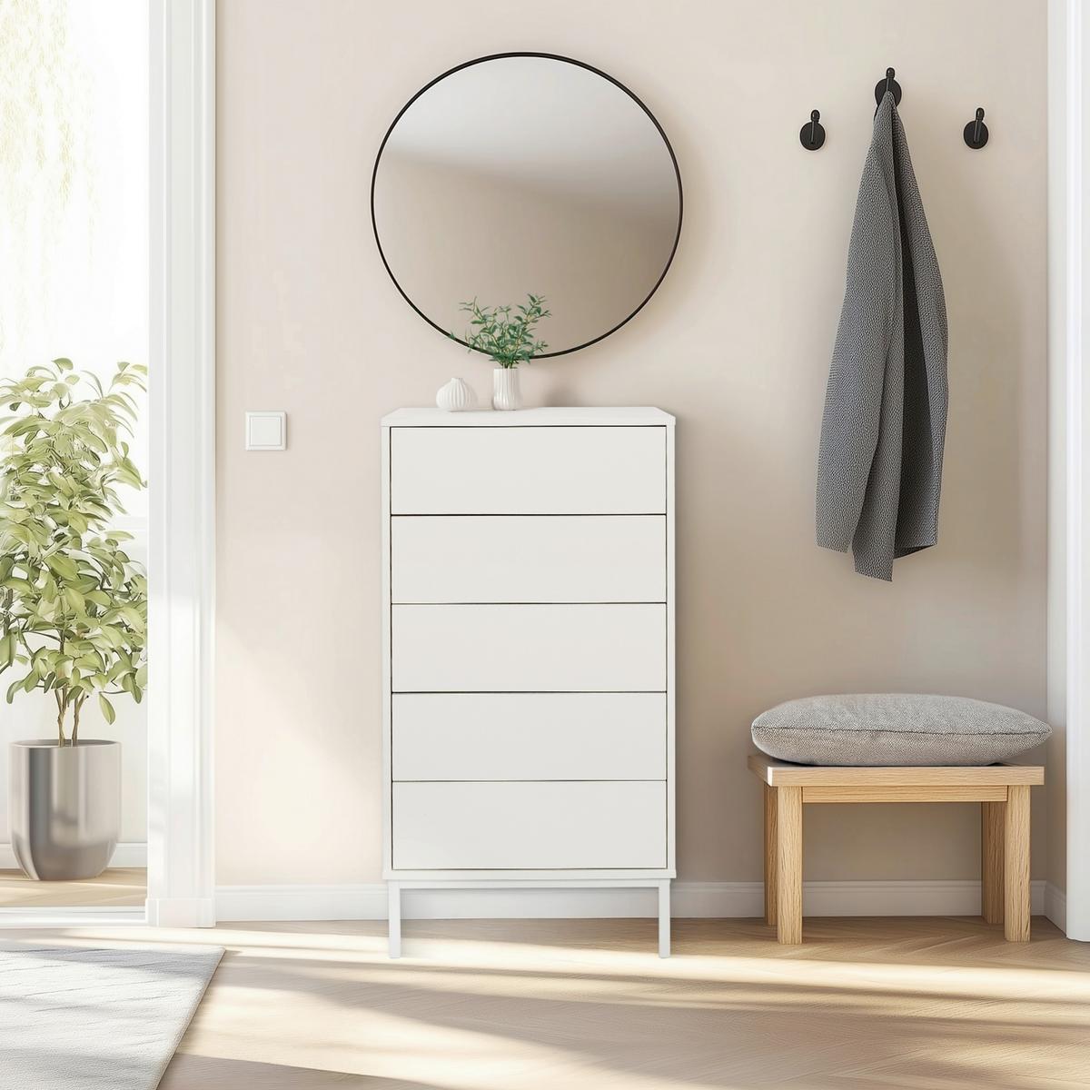 Komoda Bjordal, Bela - bela, Moderno, kovina/leseni material (55/100/40cm) - MID.YOU