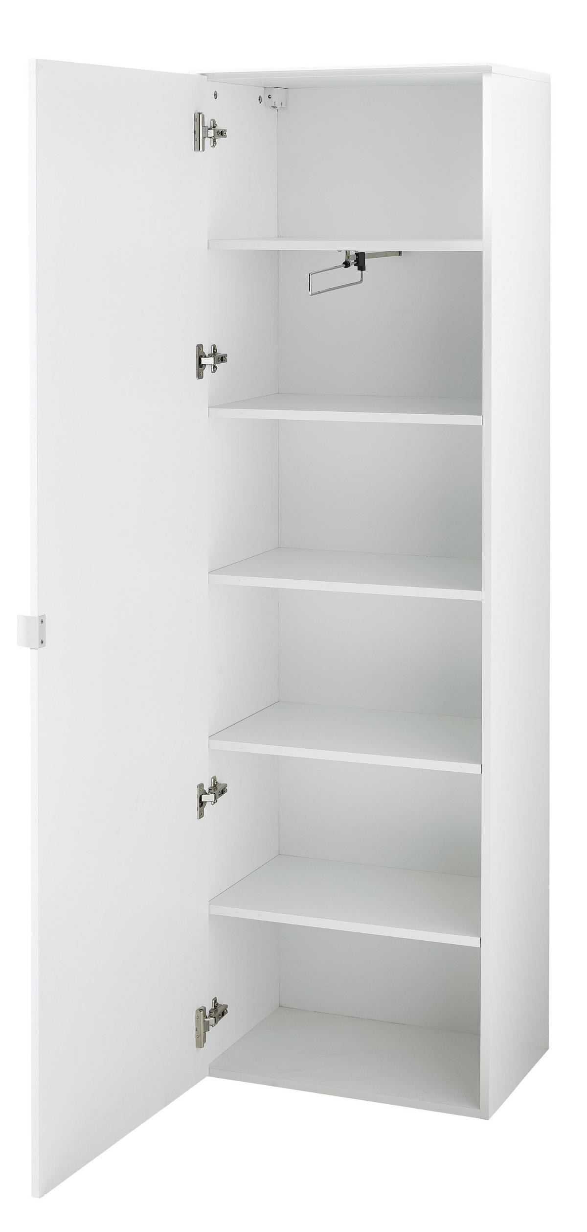 Garderobenschrank in Weiss - Weiss/Silberfarben, Modern, Holzwerkstoff/Metall (55/179/37cm) - Mömax