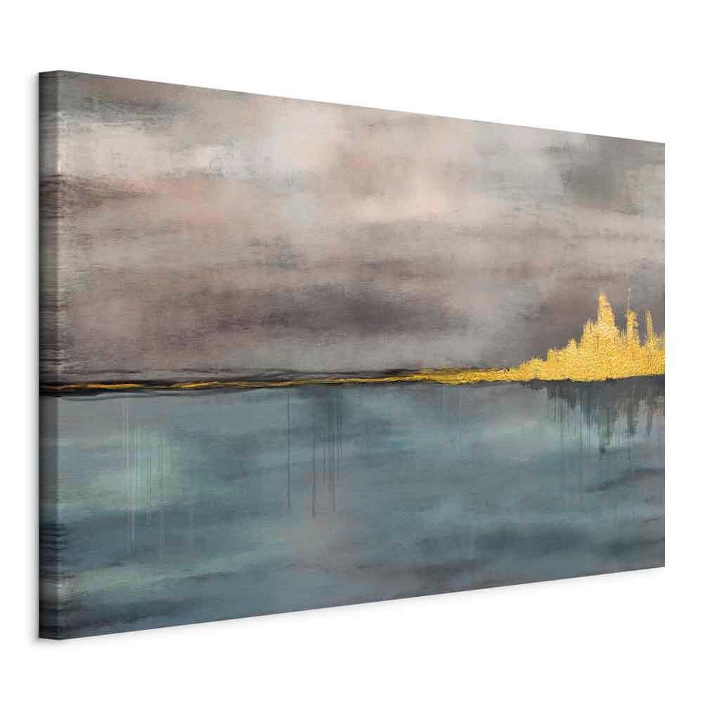 Slika Na Platnu Golden City - zlate barve/sivomodra, Basics, tekstil/les (120/80/1,2cm) - artgeist