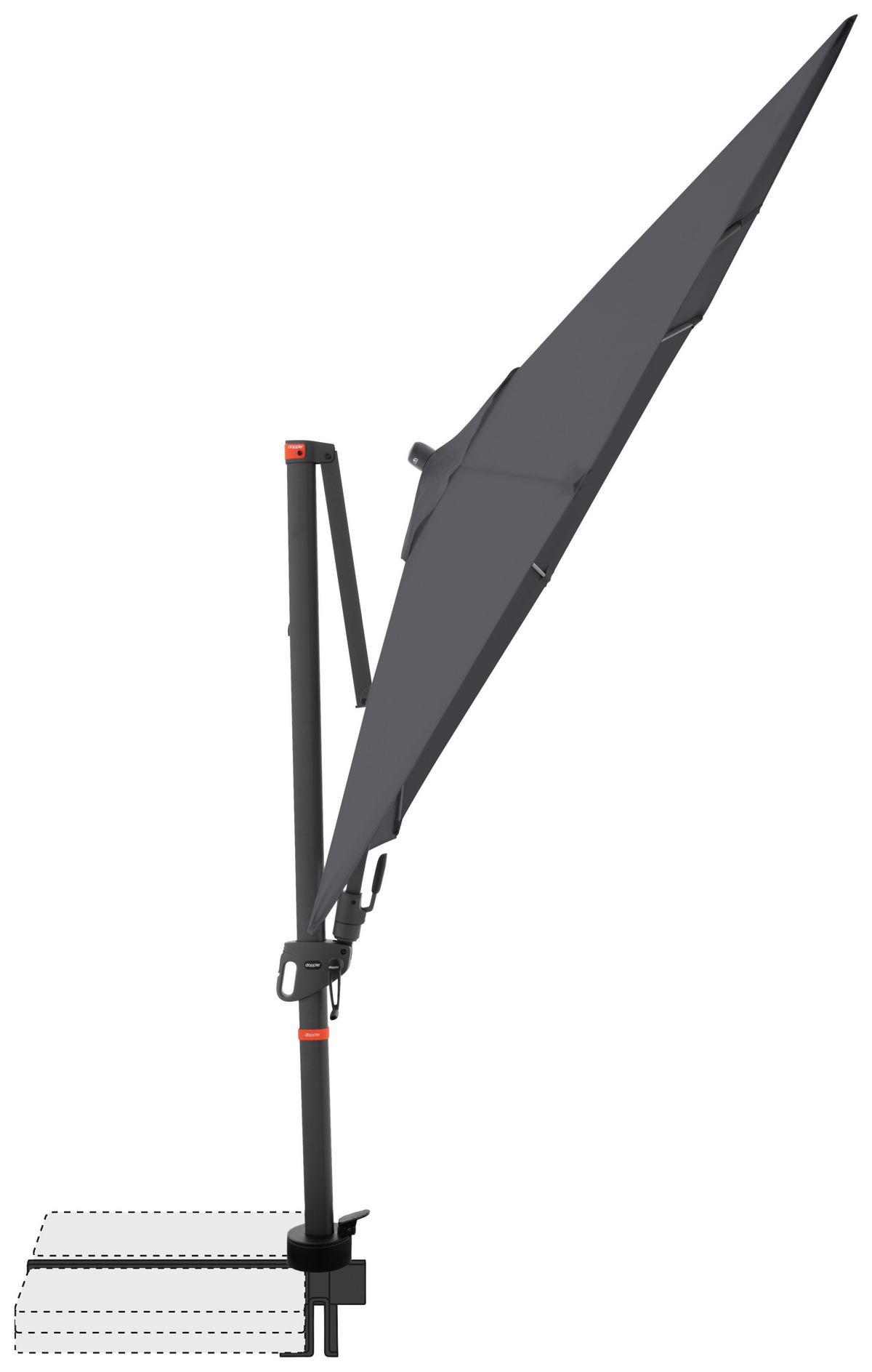 Ampelschirm Myzone Anthrazit ca. 210x210cm - Anthrazit, Basics, Textil/Metall (210/210cm) - Doppler