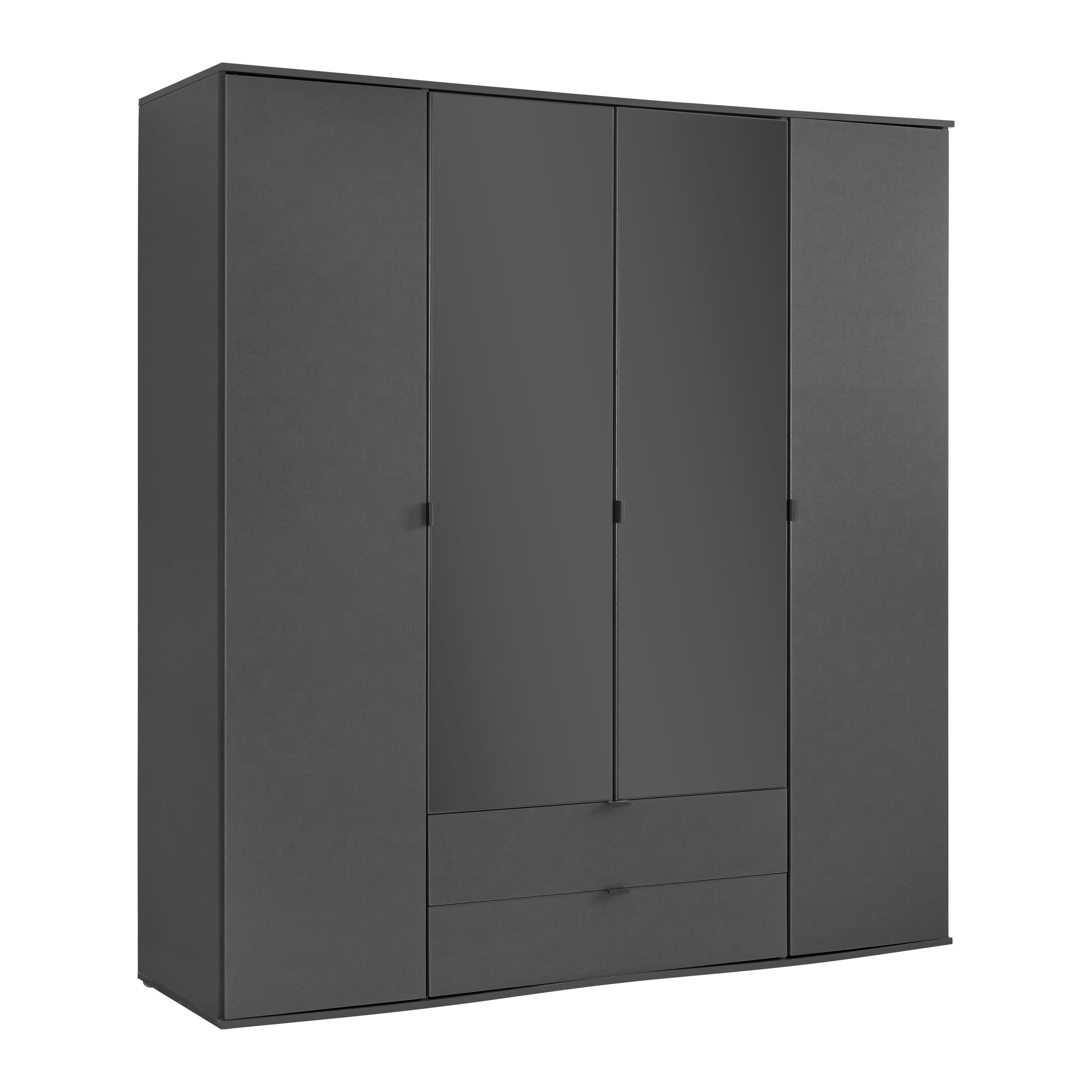 Drehtürenschrank Avila Grau - Grau, Konventionell, Glas/Holzwerkstoff (181/194/53cm) - Mömax