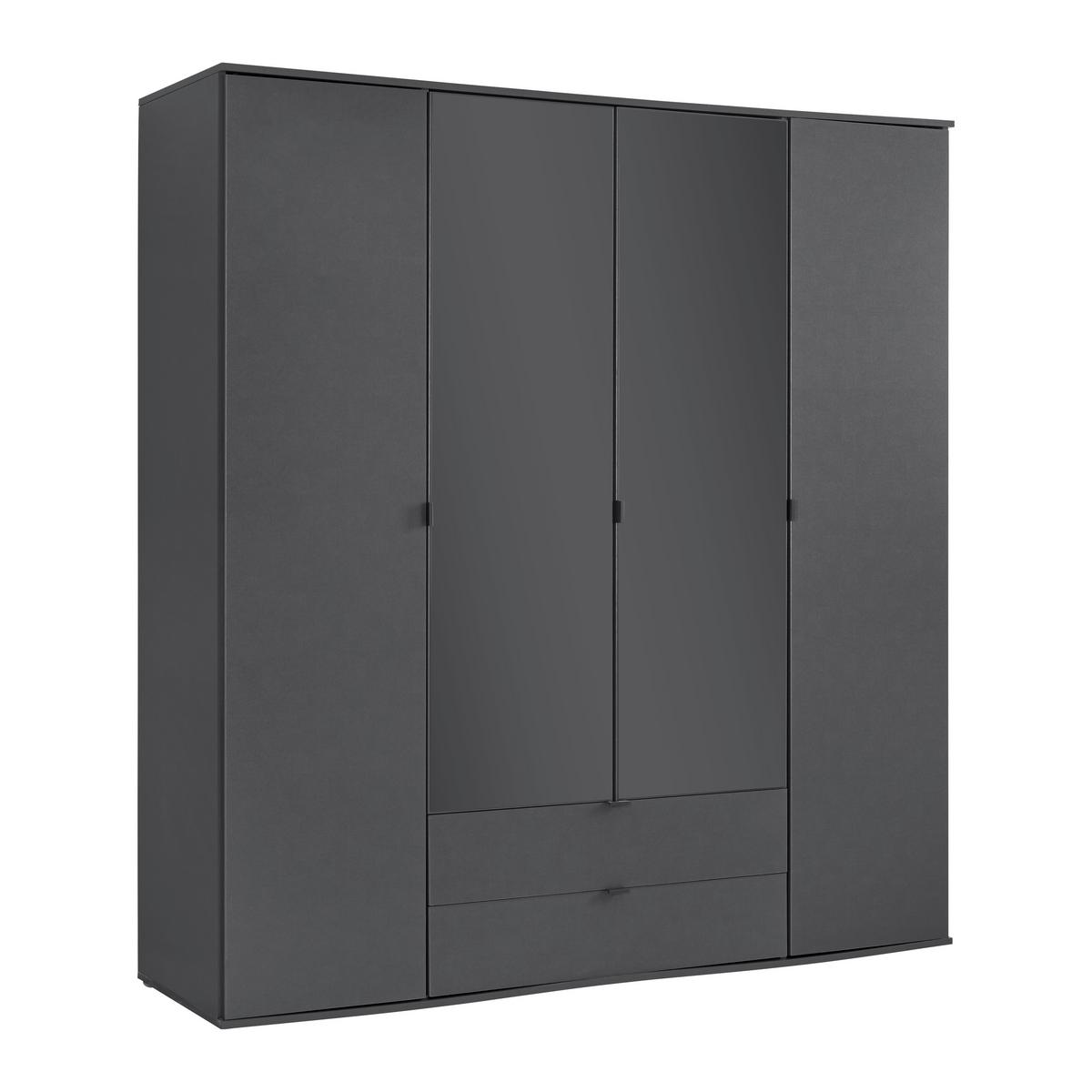 Drehtürenschrank Avila Grau - Grau, Konventionell, Glas/Holzwerkstoff (181/194/53cm) - Mömax