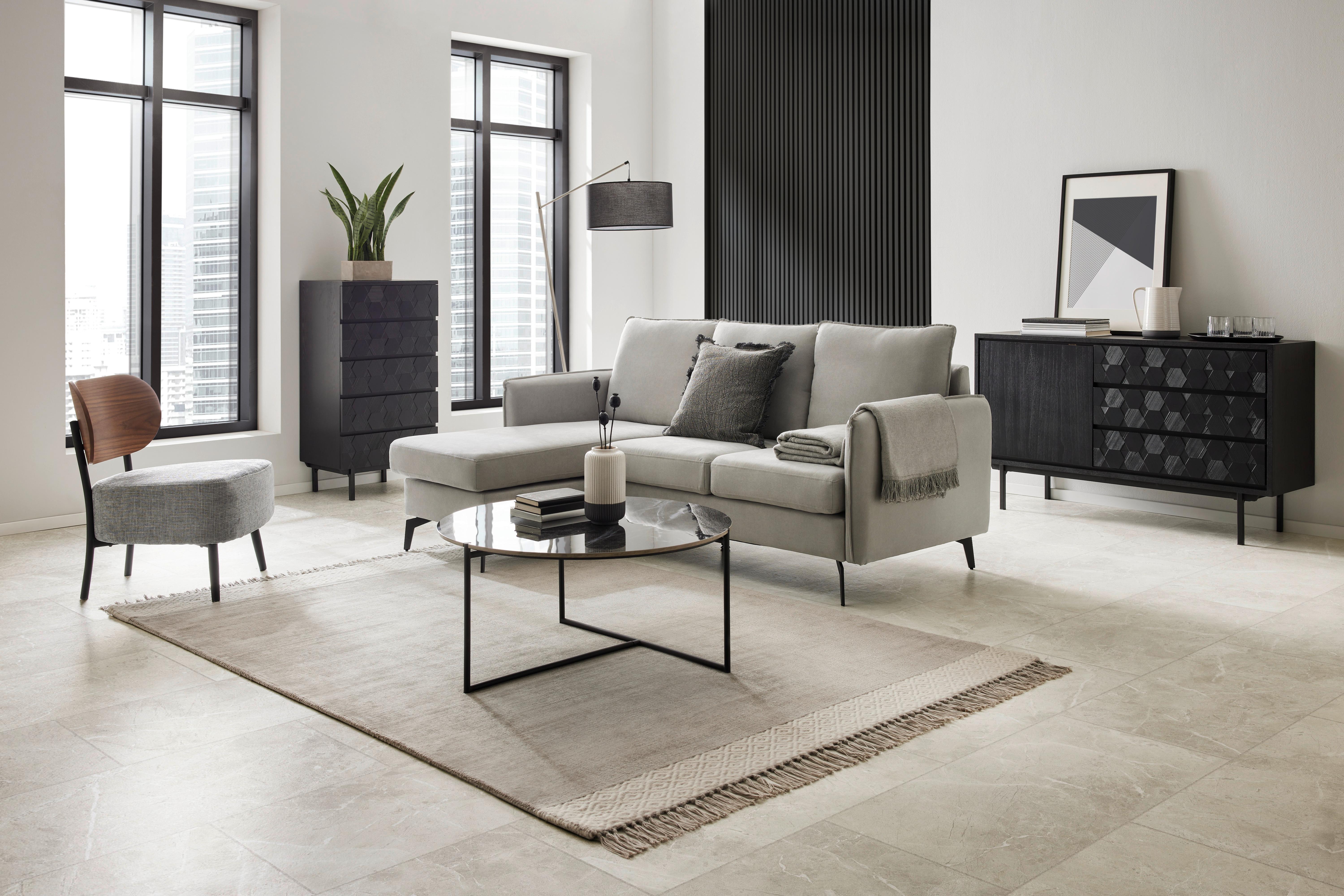 Couchtisch Nila Schwarz/Weiß Metall/Marmor rund - Schwarz/Weiß, MODERN, Keramik/Stein (79,5/79,5/39cm) - Bessagi Home