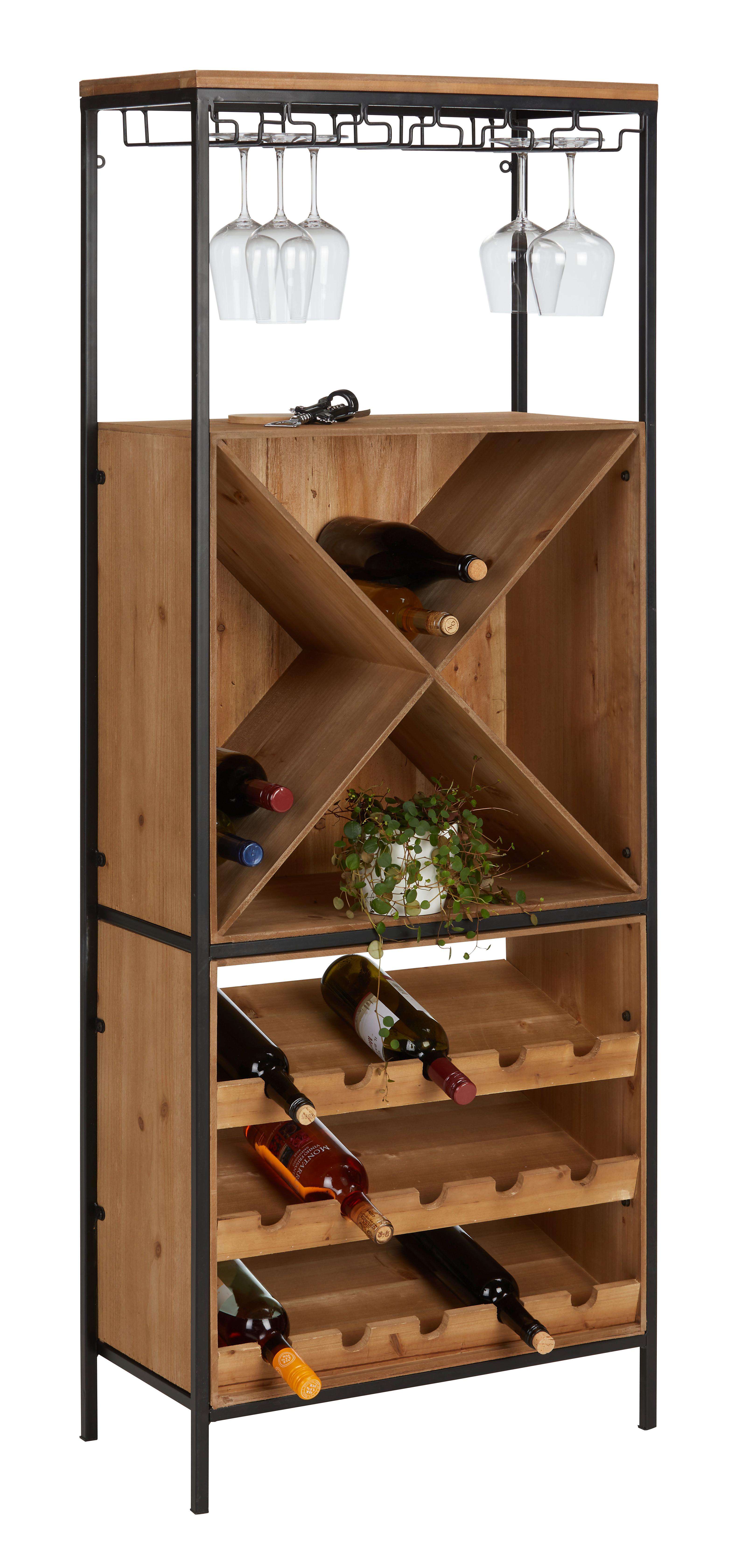 Barelement aus Tanne Teilmassiv - Hellbraun/Schwarz, Modern, Holz/Holzwerkstoff (60/160/30cm) - Premium Living