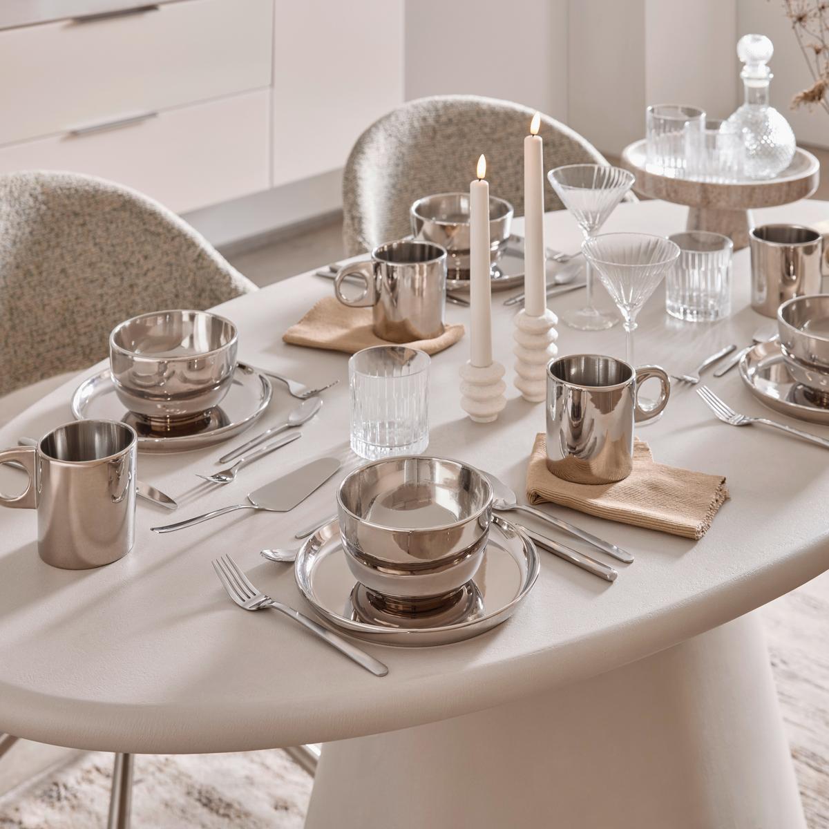 Kaffeebecher Shiny Silver Silberfarben ca. 400ml - Silberfarben, MODERN, Keramik (14/9/10cm) - Mömax