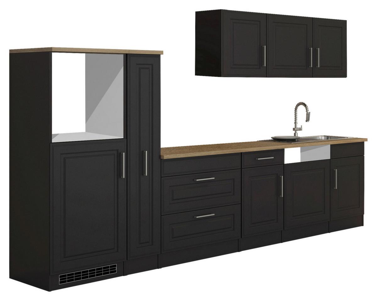 Küchenblock Rom o. Geräte Graphit/Eiche - Graphitfarben/Alufarben, MODERN, Holzwerkstoff/Metall (330cm) - Held