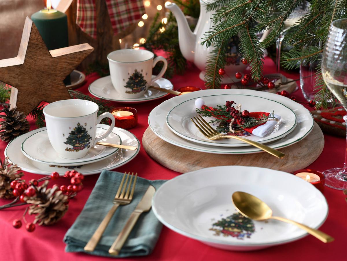 Kombiservice Tannenbaum Multicolor/Weiß, 30-teilig - Multicolor/Weiß, Basics, Keramik - Creatable