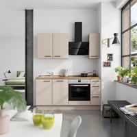 Küchenblock Easytouch High m. Geräten Sandfarben - Sandfarben/Eichefarben, MODERN, Holzwerkstoff/Metall (180cm) - Nobilia