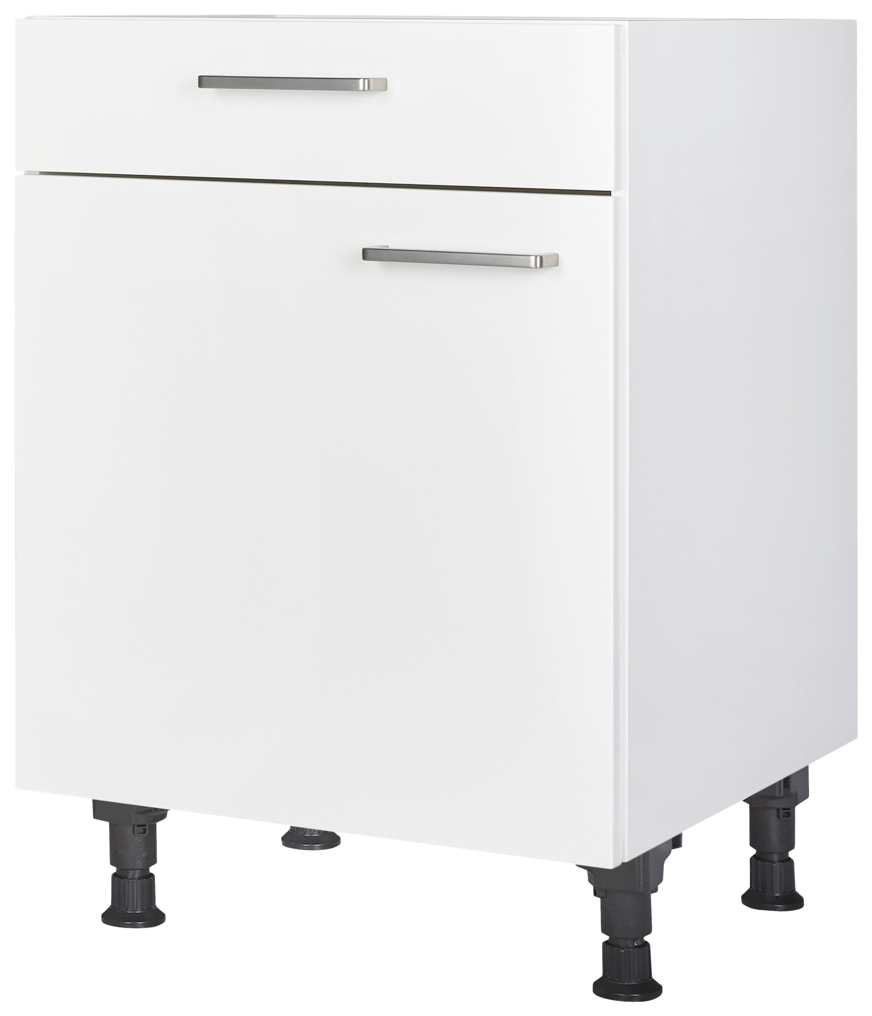 Schubkastenunterschrank Touch Weiß - Edelstahlfarben/Weiß, MODERN, Holzwerkstoff/Metall (60/87/56cm) - Nobilia