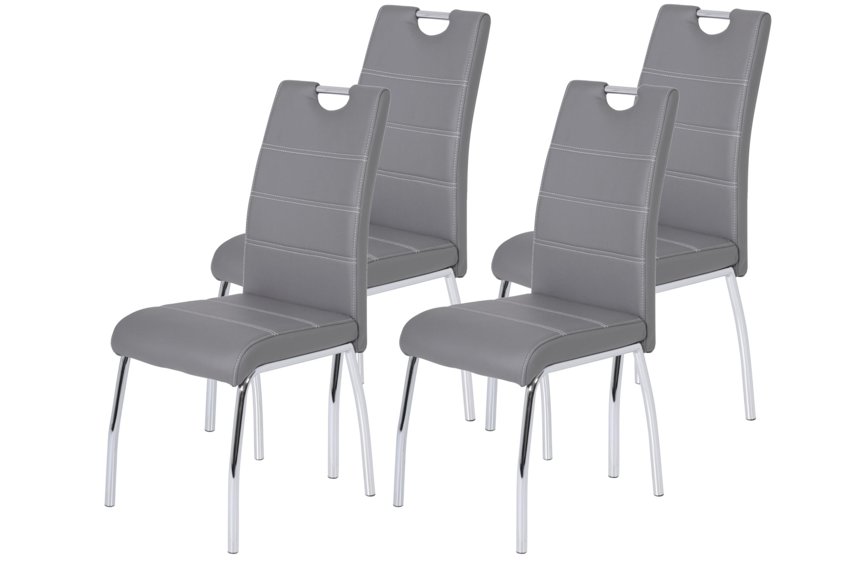 STUHL-SET SUSI S 4ER-SET - Chromfarben/Weiß, MODERN, Textil/Metall (44/98/61cm) - MID.YOU