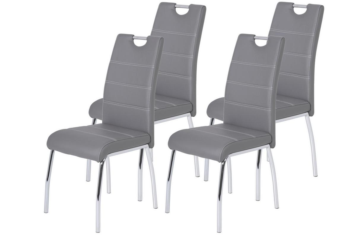 STUHL-SET SUSI S 4ER-SET - Chromfarben/Weiß, MODERN, Textil/Metall (44/98/61cm) - MID.YOU