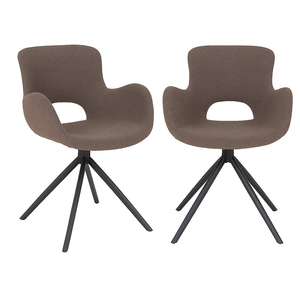 Armlehnstuhl-Set Amorim 2er-Set Graubraun - Graubraun/Schwarz, MODERN, Textil/Metall (59/82/58cm) - MID.YOU