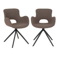 Armlehnstuhl-Set Amorim 2er-Set Graubraun - Graubraun/Schwarz, MODERN, Textil/Metall (59/82/58cm) - MID.YOU