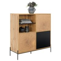 KOMODA LIVI - kolor dębowy/czarny, Design, materiał drewnopochodny/metal (110/114/40cm) - Carryhome