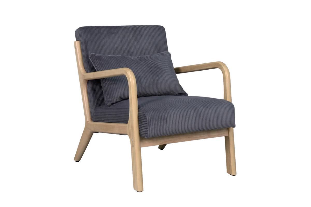 Sessel NOHR Grau, Cord - Braun/Grau, Basics, Holz/Textil (65/81/76cm) - MID.YOU