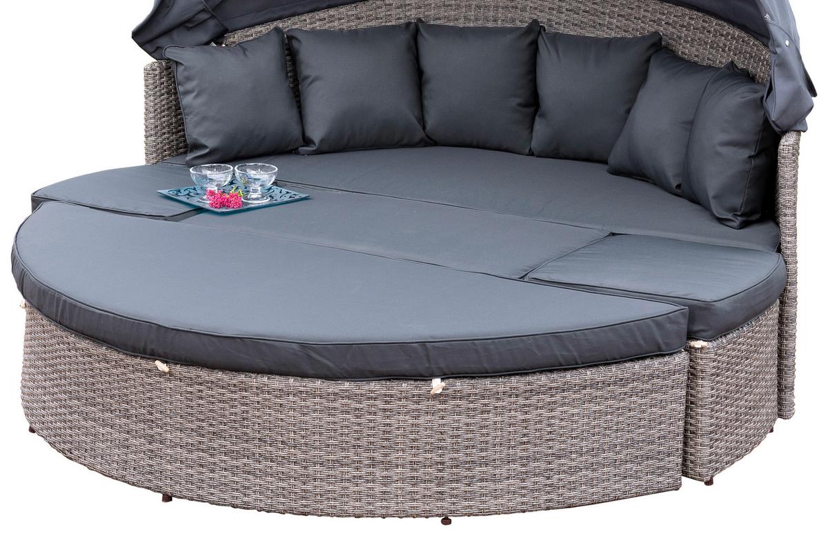 Gartenmuschel Riva Metall/ Kunststoff/Textil verstellbar - Dunkelgrau/Grau, KONVENTIONELL, Kunststoff/Textil (180/88/183cm) - Gardenson