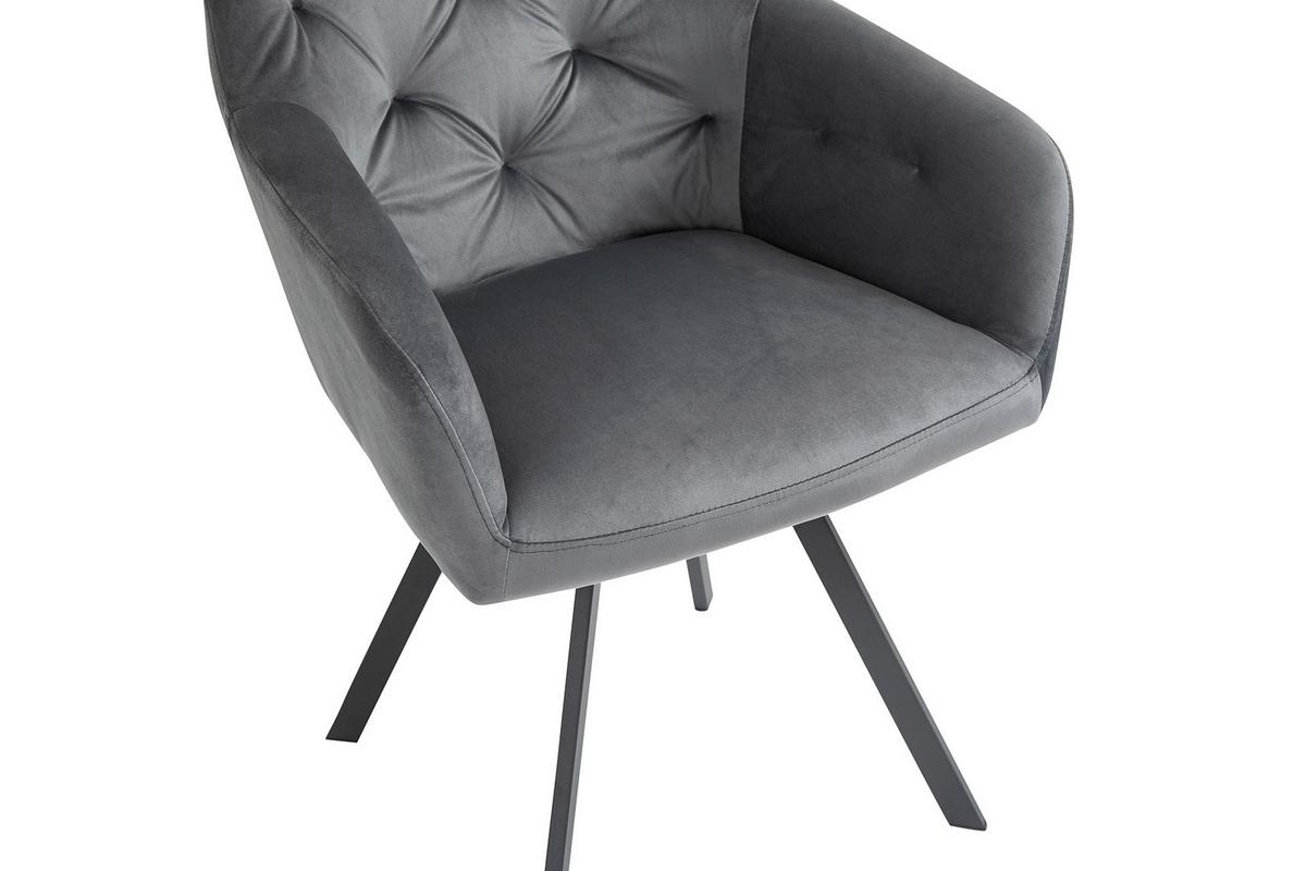 Naslanjač Samt, Siva, Vrtljiv - siva/črna, Moderno, kovina/tekstil (61/85/62cm) - Livetastic