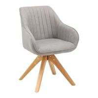 Armlehnstuhl Leonie Hellgrau Webstoff Drehbar Gepolstert - Eichefarben/Hellgrau, MODERN, Holz/Textil (60/84/61cm) - Bessagi Home