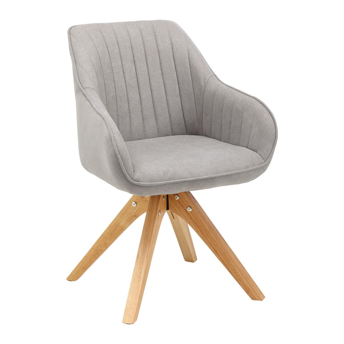 Armlehnstuhl Leonie Hellgrau Webstoff Drehbar Gepolstert - Eichefarben/Hellgrau, MODERN, Holz/Textil (60/84/61cm) - Bessagi Home