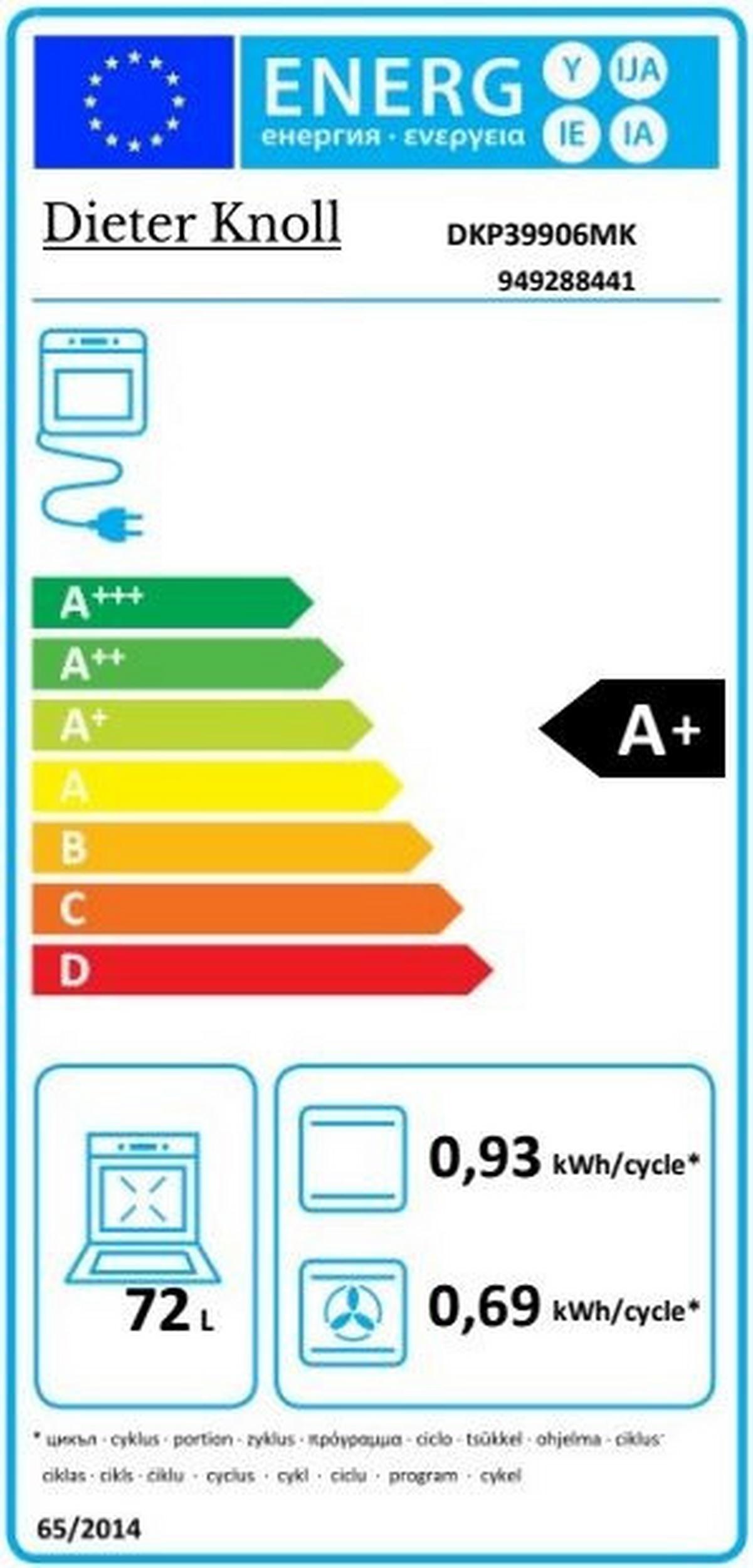 Einbaubackofen DKP39906MK - Schwarz, Basics, Glas/Metall (59,4/59,4/56,8cm) - Dieter Knoll