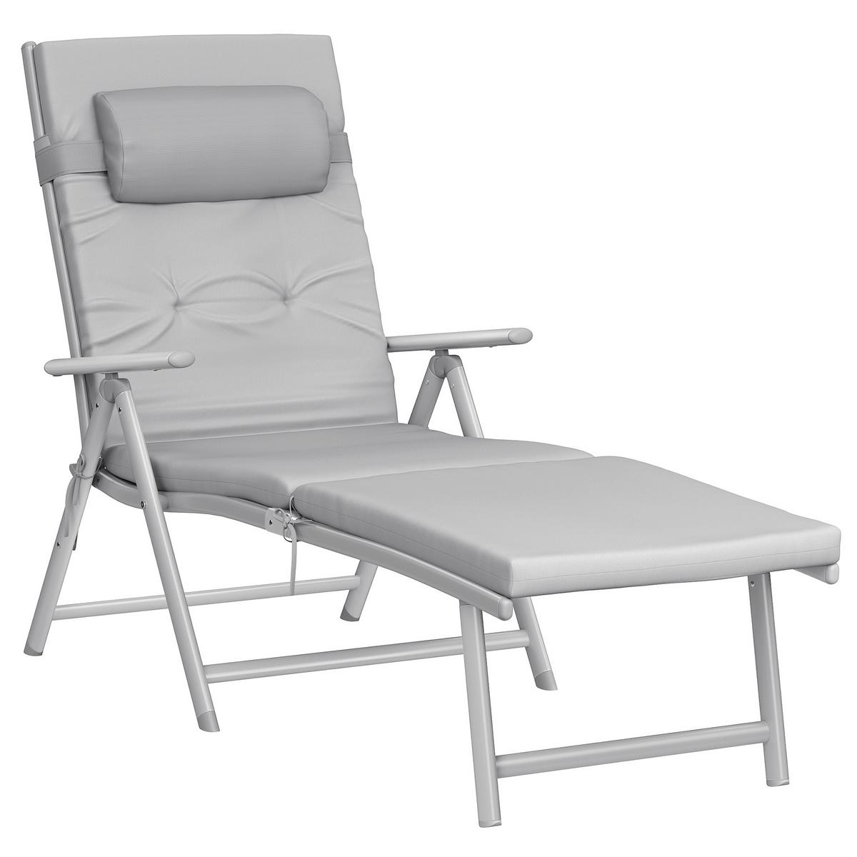 Sonnenliege 6cm dicke Matratze Grau - Grau, Basics, Textil/Metall (61/39/183cm) - Modante