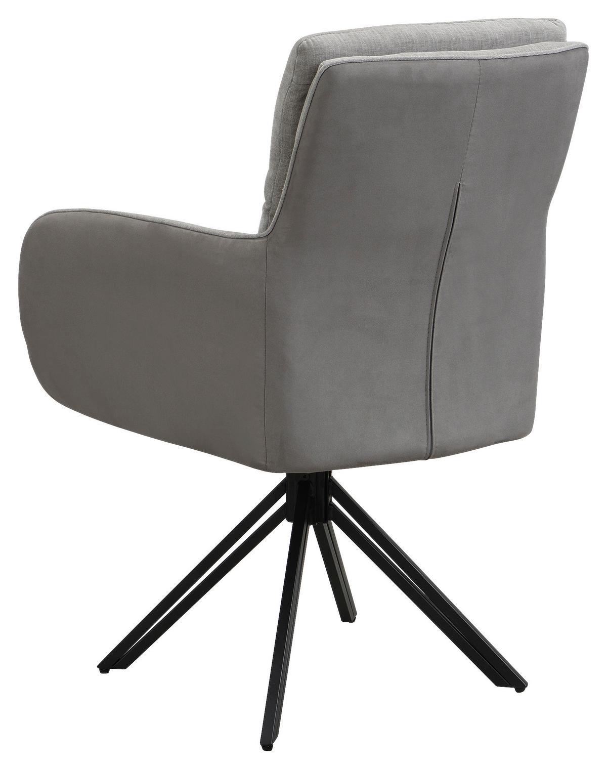 STUHL-SET TINO - Hellgrau/Schwarz, MODERN, Textil/Metall (62/94/70cm) - MID.YOU