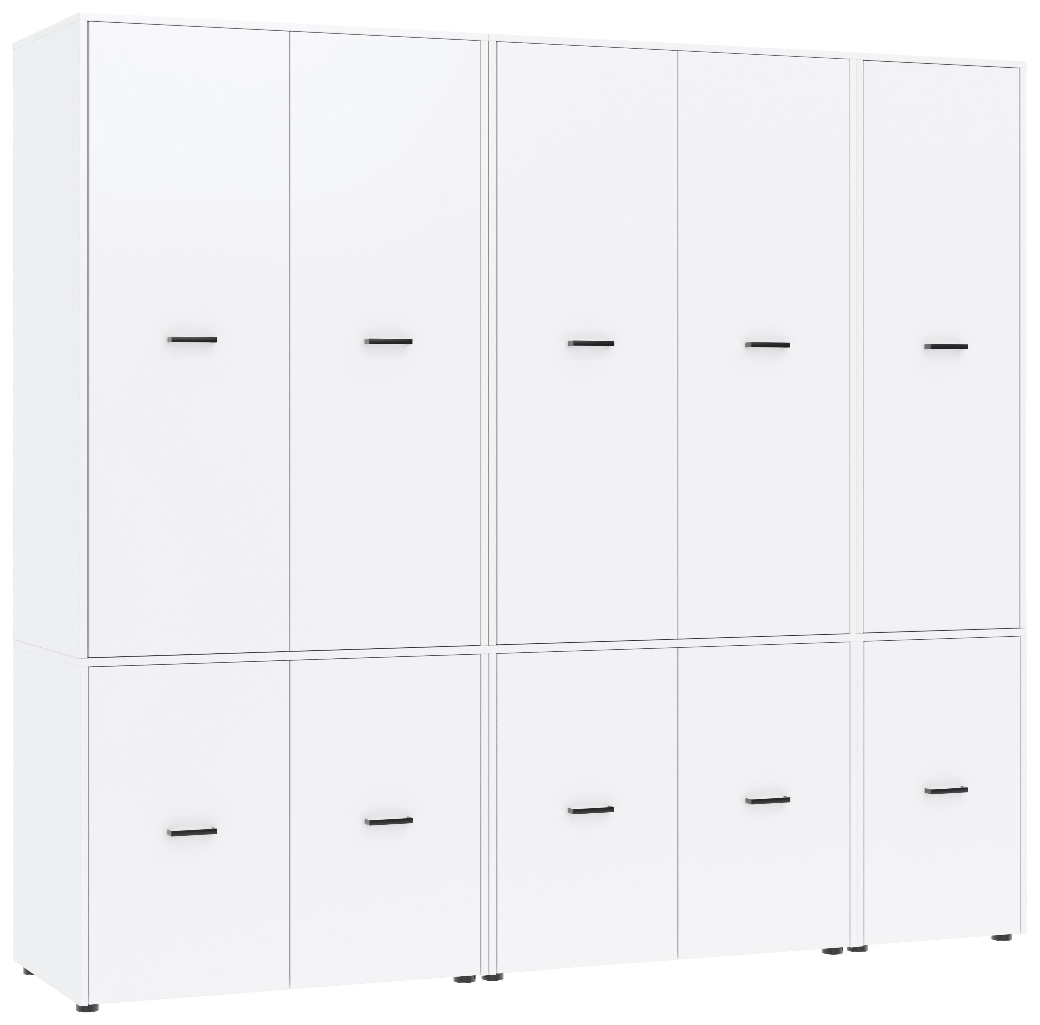 Kleiderschrank Kivo Weiß - Schwarz/Weiß, Basics, Holzwerkstoff/Kunststoff (225/199,6/52,1cm) - Based