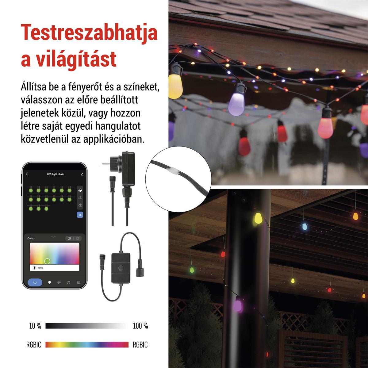 Led Fényfüzér Gosmart - fekete, Basics, műanyag (1500cm)