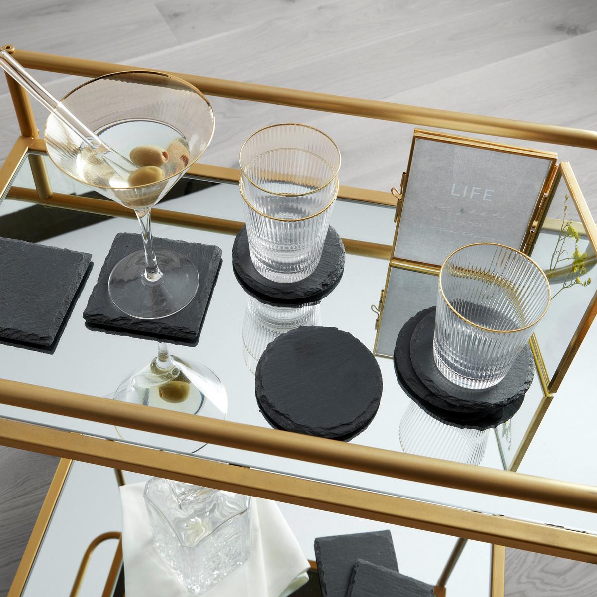 Untersetzerset Stoney in Schwarz - Schwarz, Modern, Naturmaterialien/Kunststoff (10/10cm) - Zandiara