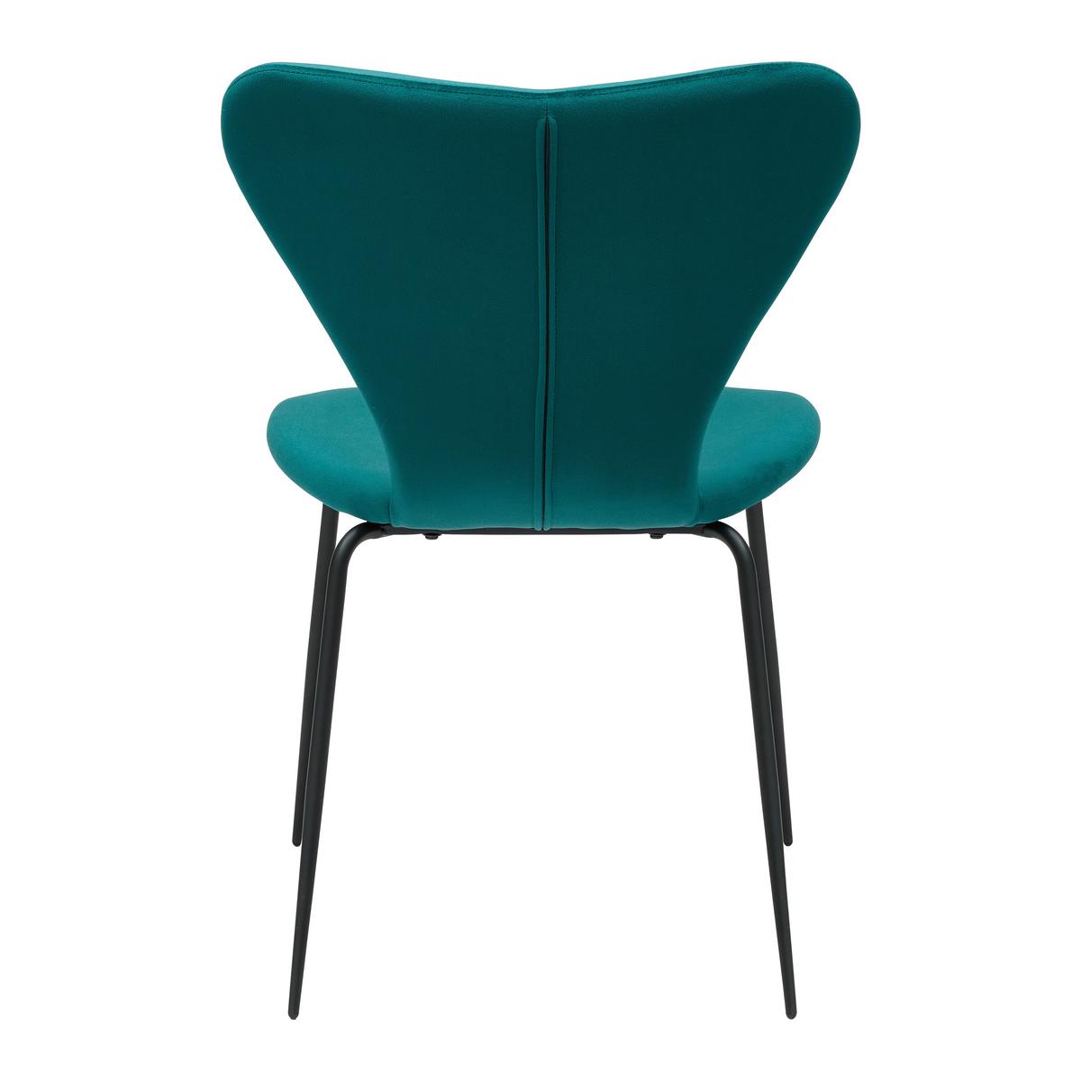 Stuhl Alicia Petrol Samt Gepolstert - Petrol/Schwarz, MODERN, Holz/Textil (53/82,5/53cm) - Bessagi Home