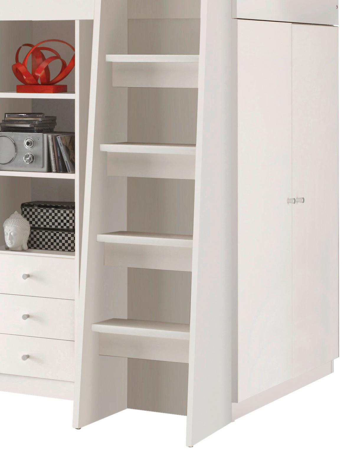 Visoka Postelja Unit, Bela, 90x200, Višina 160 Cm - bela, Moderno, leseni material (90/200cm) - MID.YOU