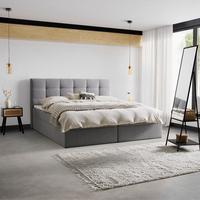Boxbett Marselie ca. 200x220 cm Grau mit Topper - Schwarz/Grau, MODERN, Holz/Kunststoff (200/220cm) - Bessagi Home