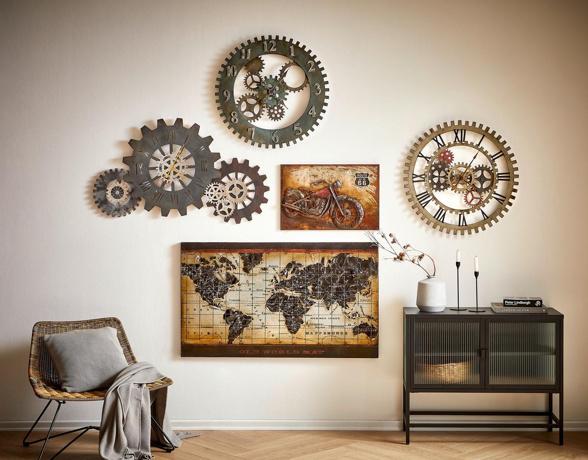 ZEGAR ŚCIENNY XCM57836 - kolor srebrny, Basics, metal (69,5cm) - Ambia Home