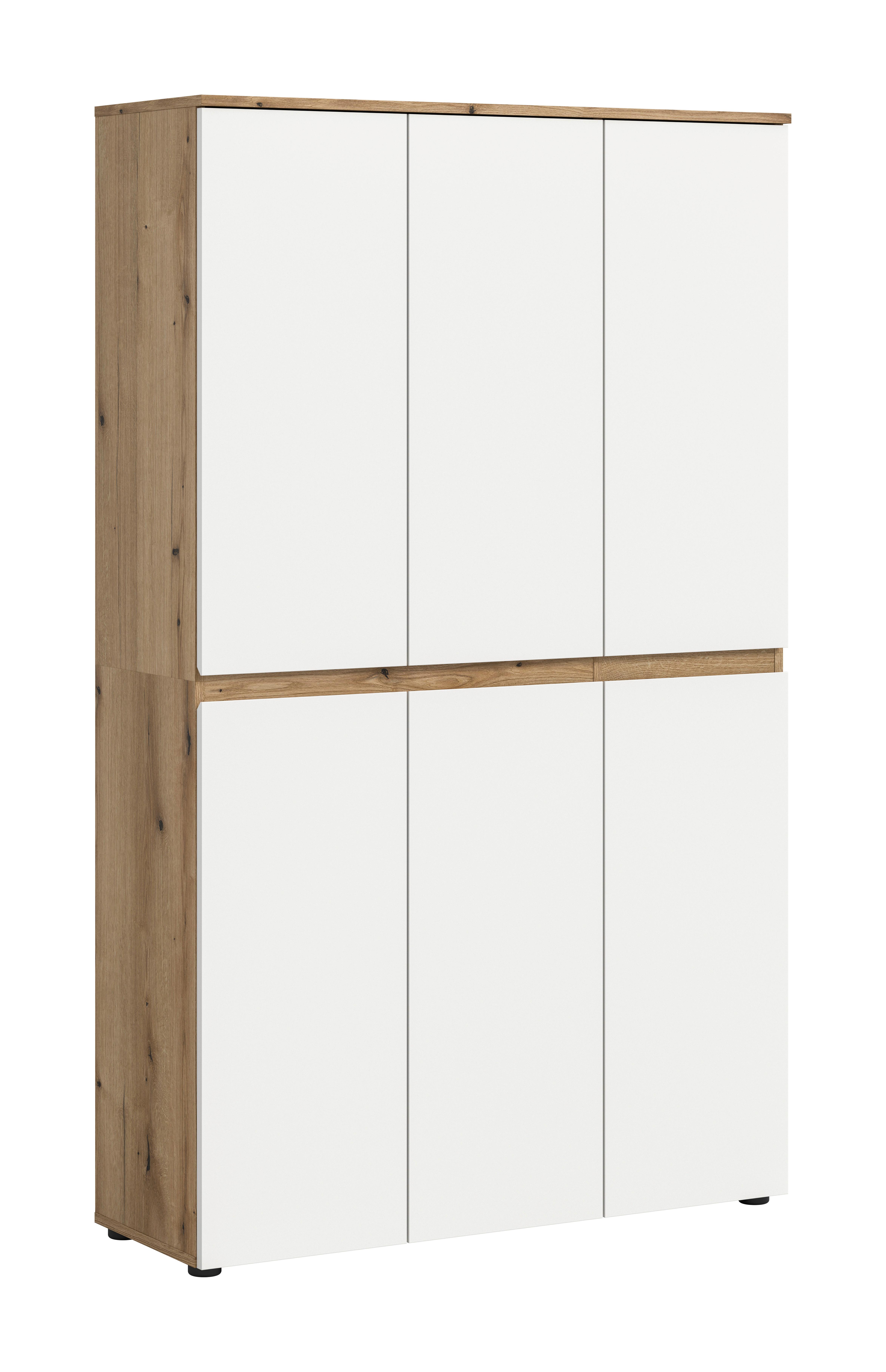 Garderobenschrank Scarpa Weiß/Eiche - Eichefarben/Schwarz, Design, Holzwerkstoff/Kunststoff (105/175/37cm) - Livetastic