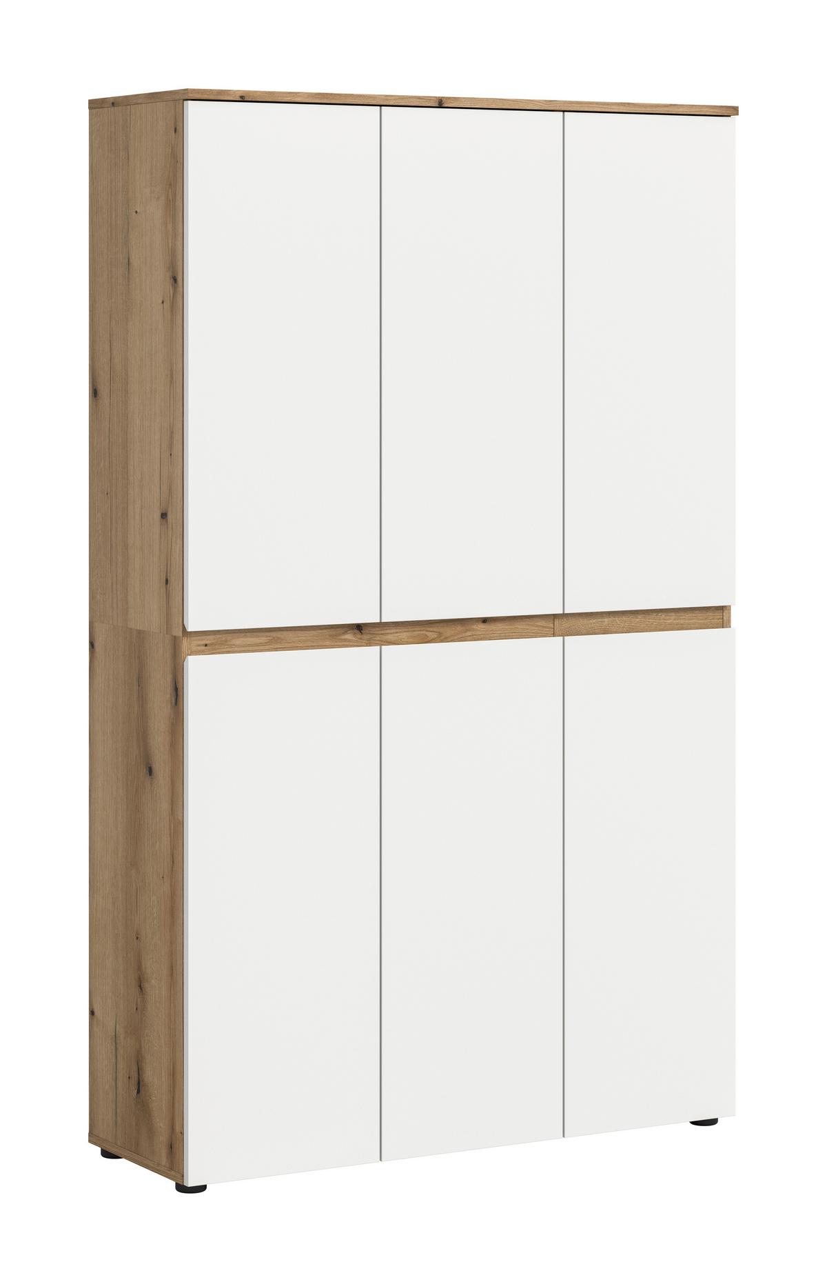 Garderobenschrank Scarpa Weiß/Eiche - Eichefarben/Schwarz, Design, Holzwerkstoff/Kunststoff (105/175/37cm) - Livetastic