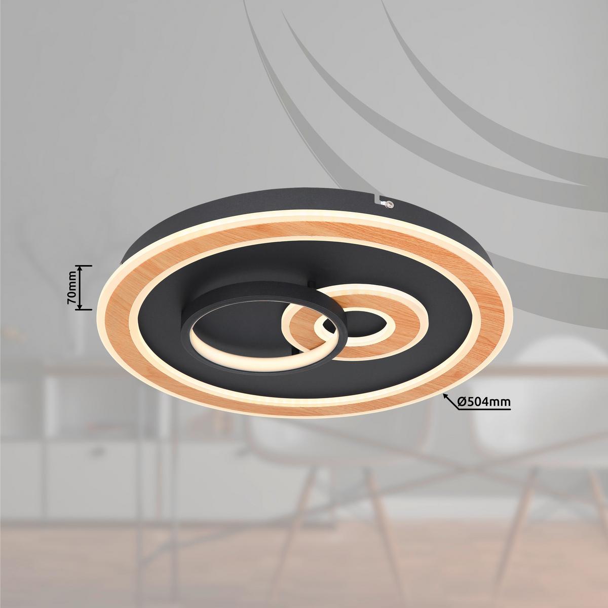 LED-Deckenleuchte Chessy in Opal/Schwarz max. 50 Watt - Opal/Schwarz, Design, Kunststoff/Metall (50/7cm) - Globo