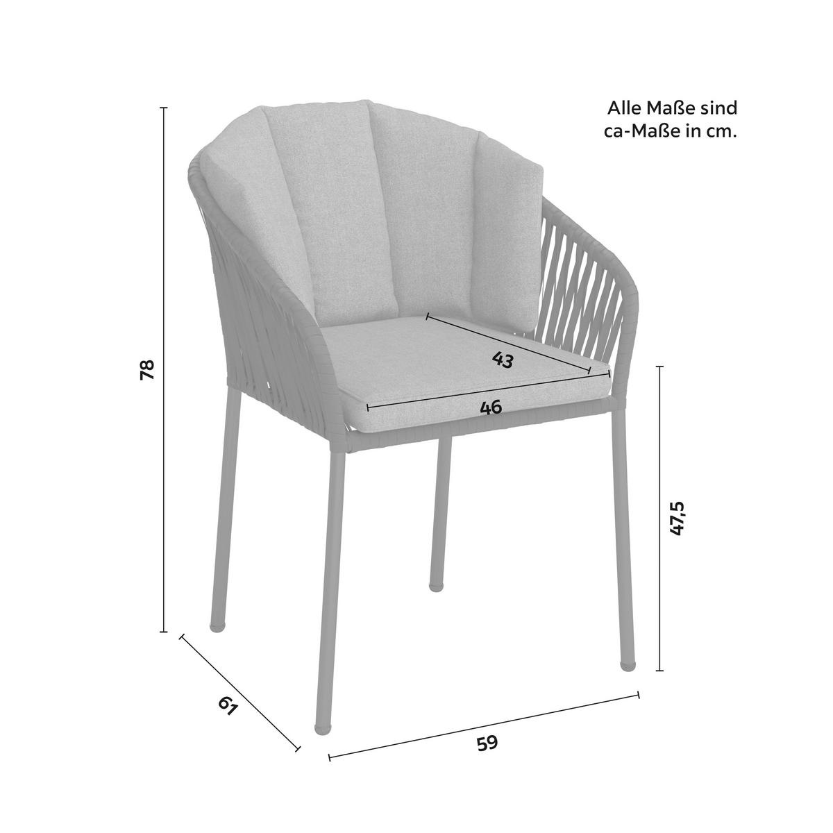 Set Vrtnih Stolov Leo, Siva, 2-Delno - temno siva/antracit, Moderno, kovina (59/78/61cm) - Bessagi Garden