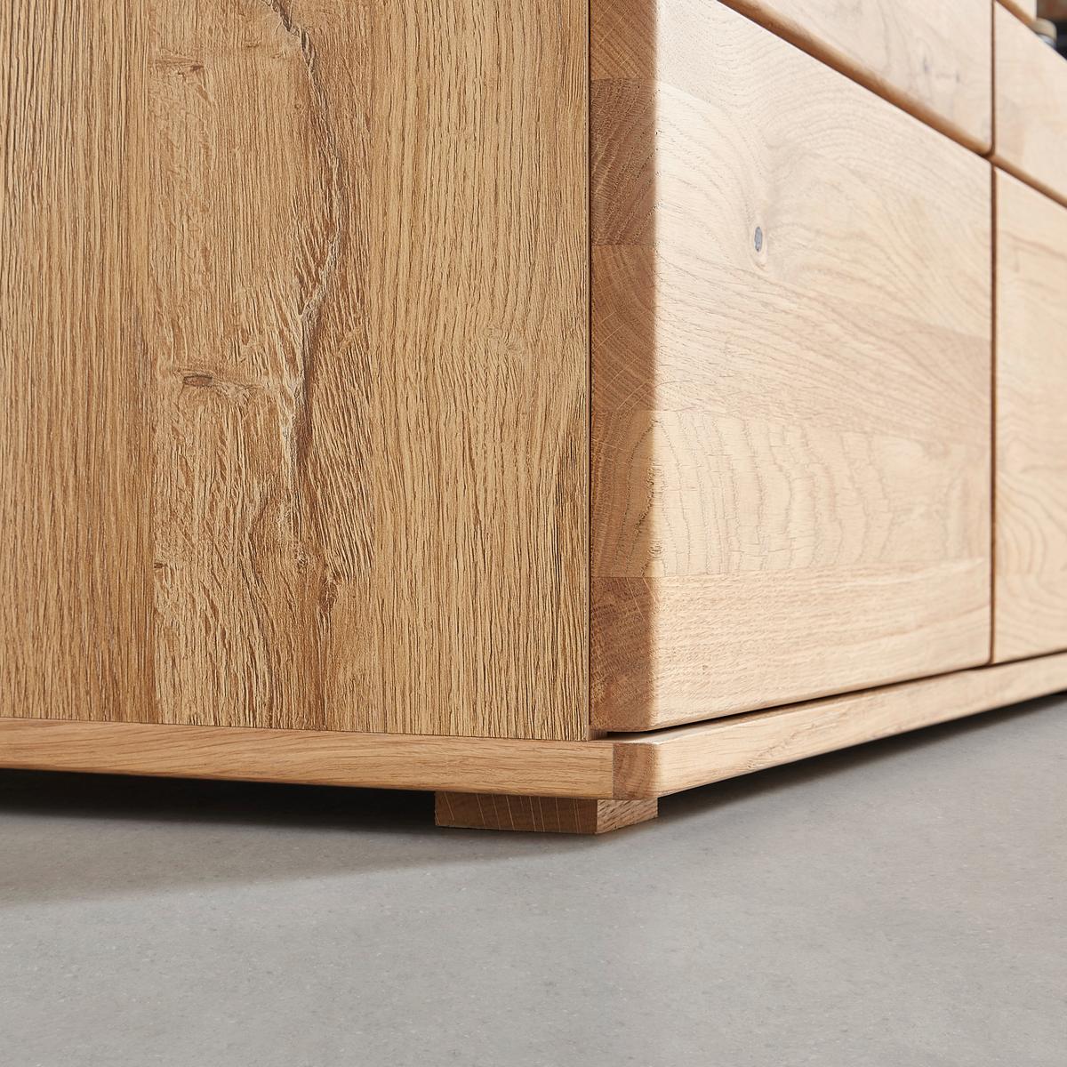 TV-Element in Wildeiche - Wildeiche/Schwarz, Modern, Glas/Holz (195/56/50cm) - Premium Living