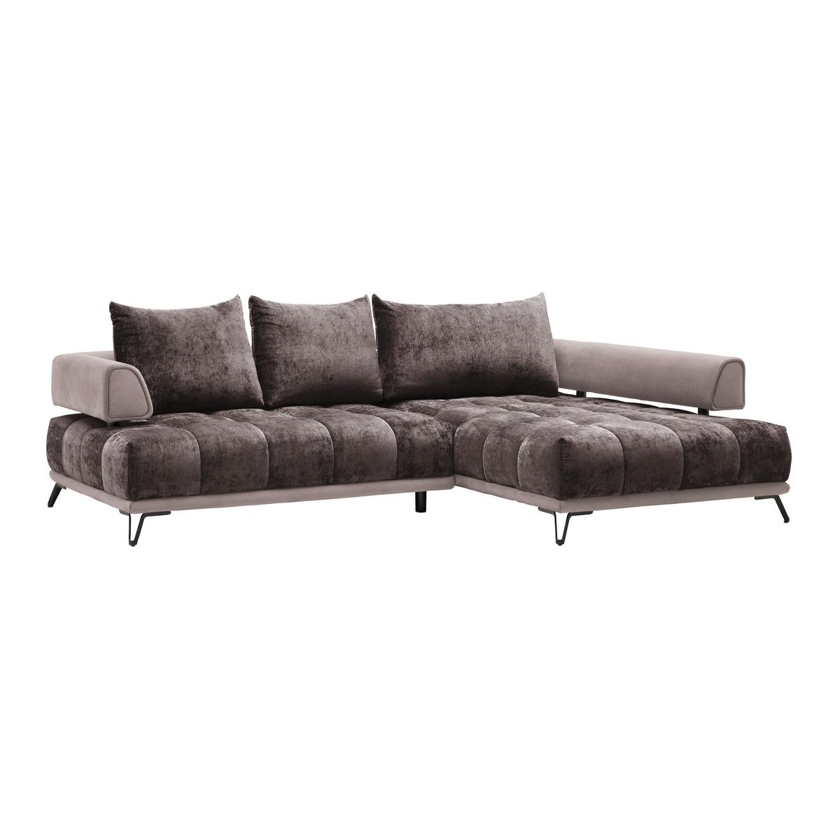 Ecksofa Morgan Taupe - Taupe/Schwarz, MODERN, Textil/Metall (262/67-87/184cm) - Mömax