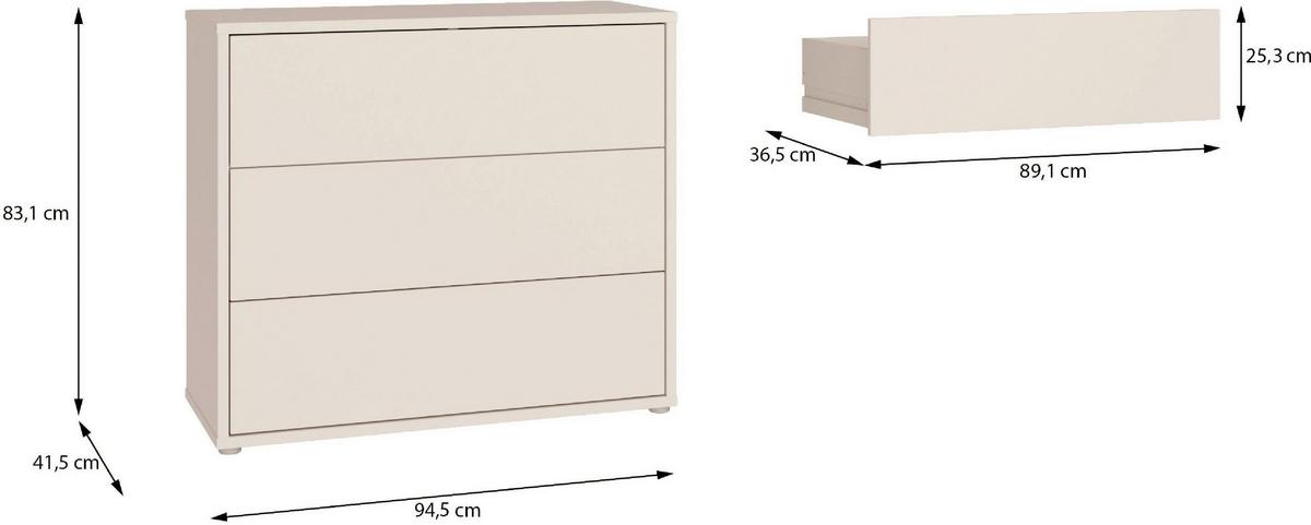 Komoda Alice, Peščena Barva - srebrne barve/peščene barve, Trend, umetna masa/leseni material (95/83/42cm) - Carryhome