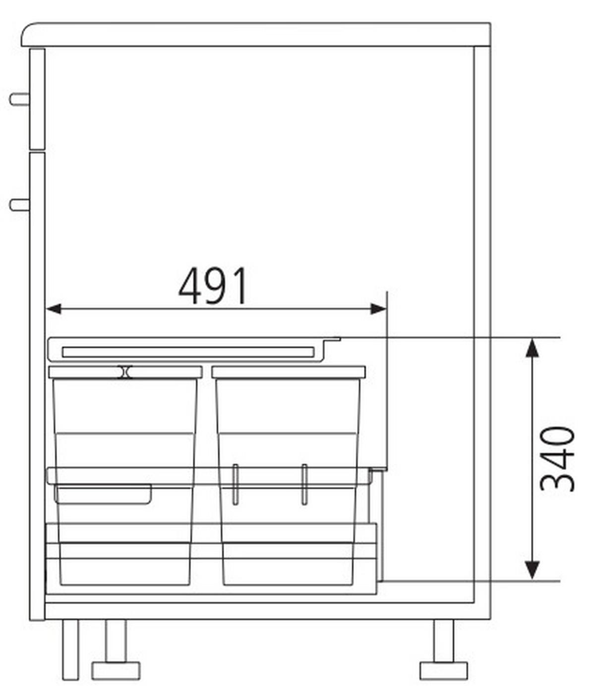 Einbauabfallsammler 107308 dunkelgrau - Anthrazit, MODERN, Kunststoff (60/34/49,1cm) - HKT