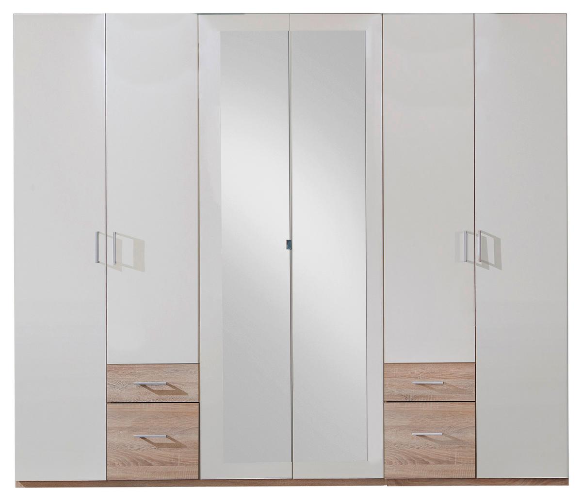 Ormar S Klasičnm Vratima Freiburg - bijela/srebrne boje, Design, staklo/drvni materijal (270/210/58cm) - Modern Living