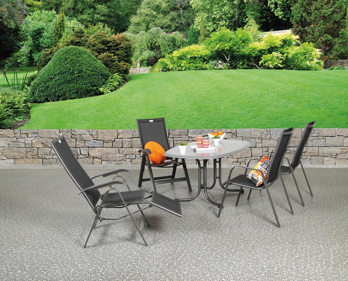 Gartensessel Acamp Metall/Textil - Anthrazit/Schwarz, Basics, Textil/Metall (68/116/61cm) - Acamp