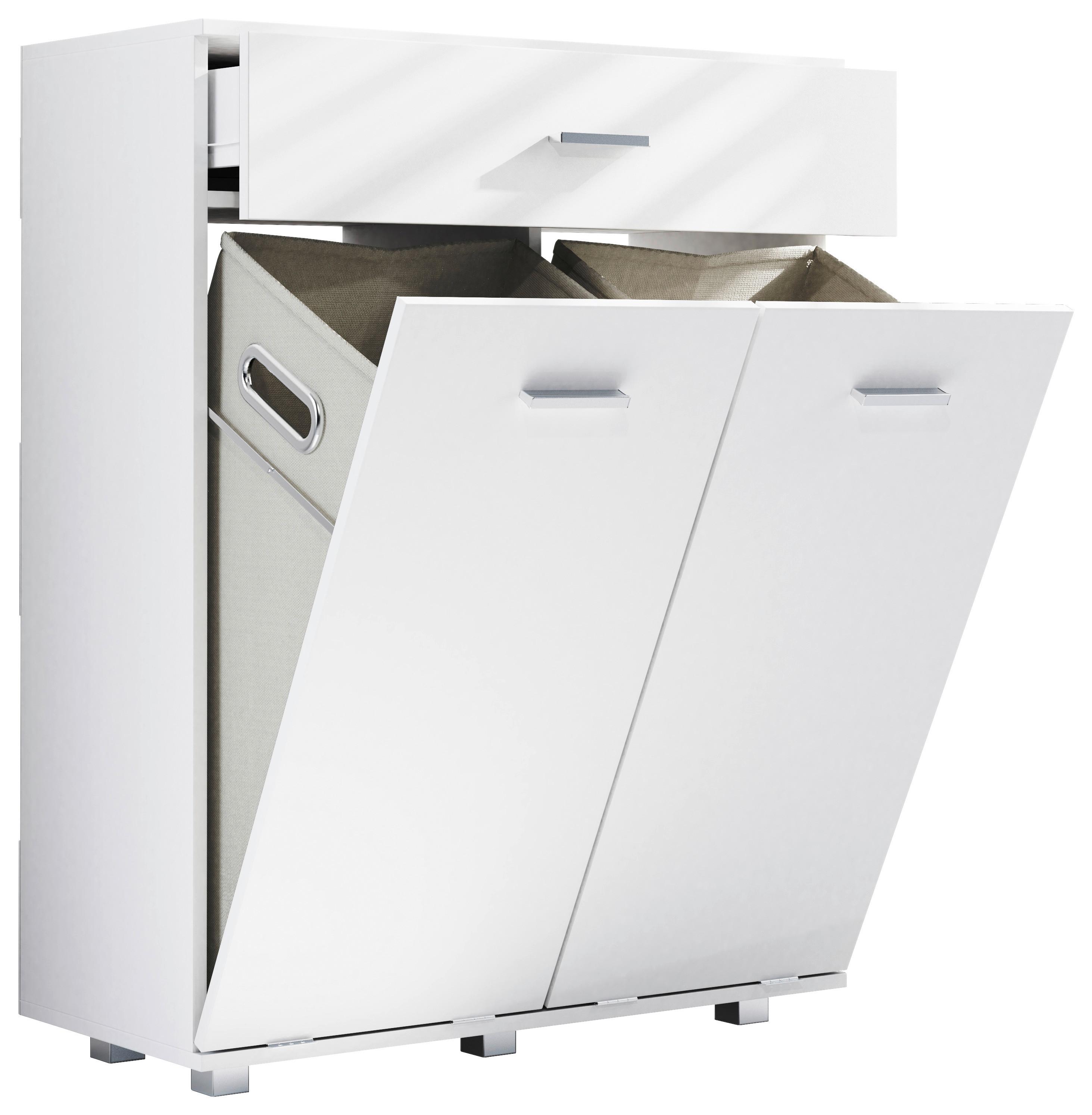 Midischrank Zalo M ca. 79x101x35 cm Weiß - Silberfarben/Weiß, MODERN, Holzwerkstoff/Kunststoff (79/101/35cm) - MID.YOU