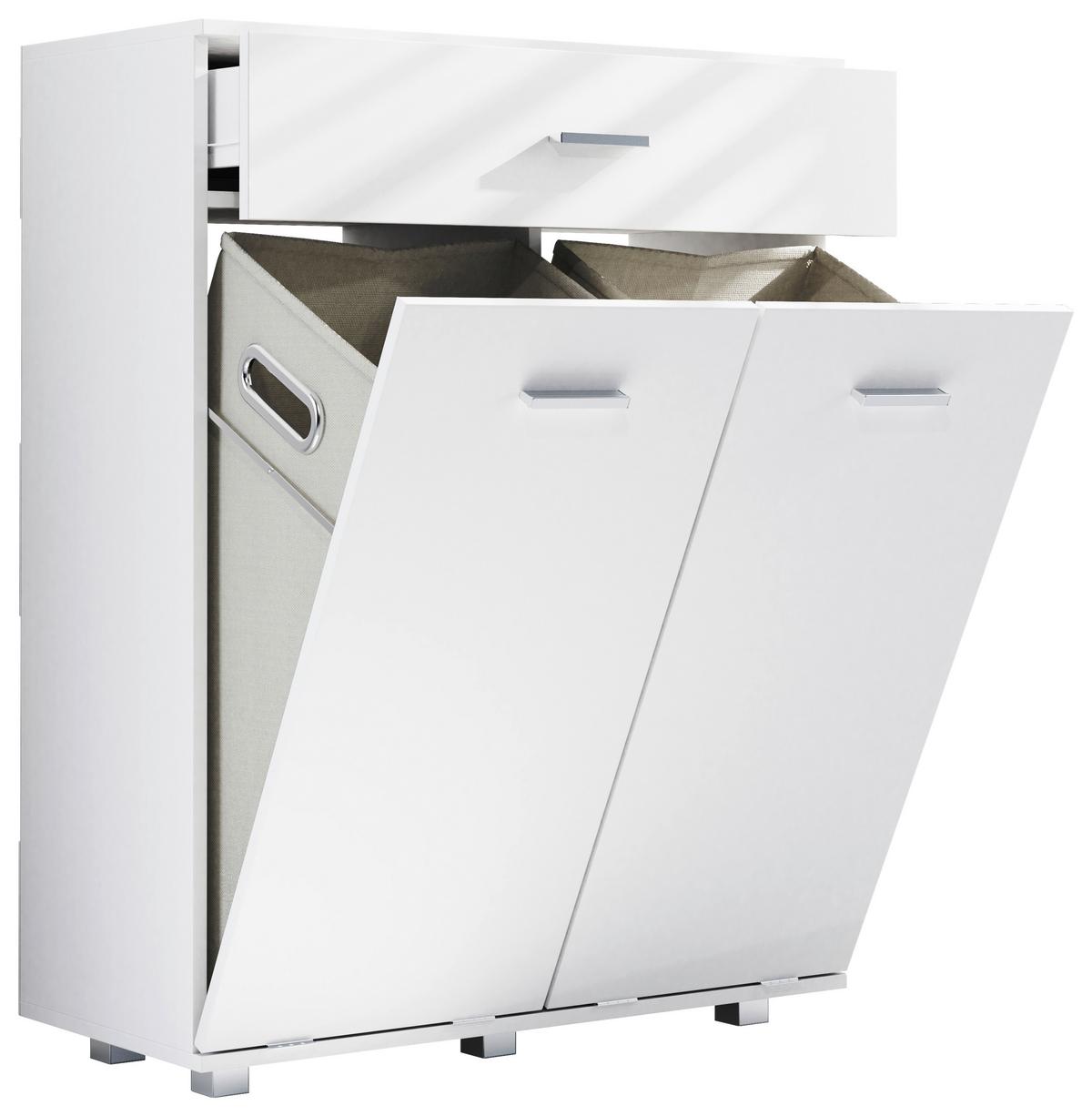 Midischrank Zalo M ca. 79x101x35 cm Weiß - Silberfarben/Weiß, MODERN, Holzwerkstoff/Kunststoff (79/101/35cm) - MID.YOU
