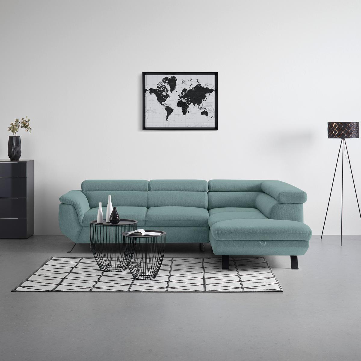 Kutna Garnitura Raven - boje petroleja/crna, Moderno, tekstil/metal (257/198cm) - Modern Living