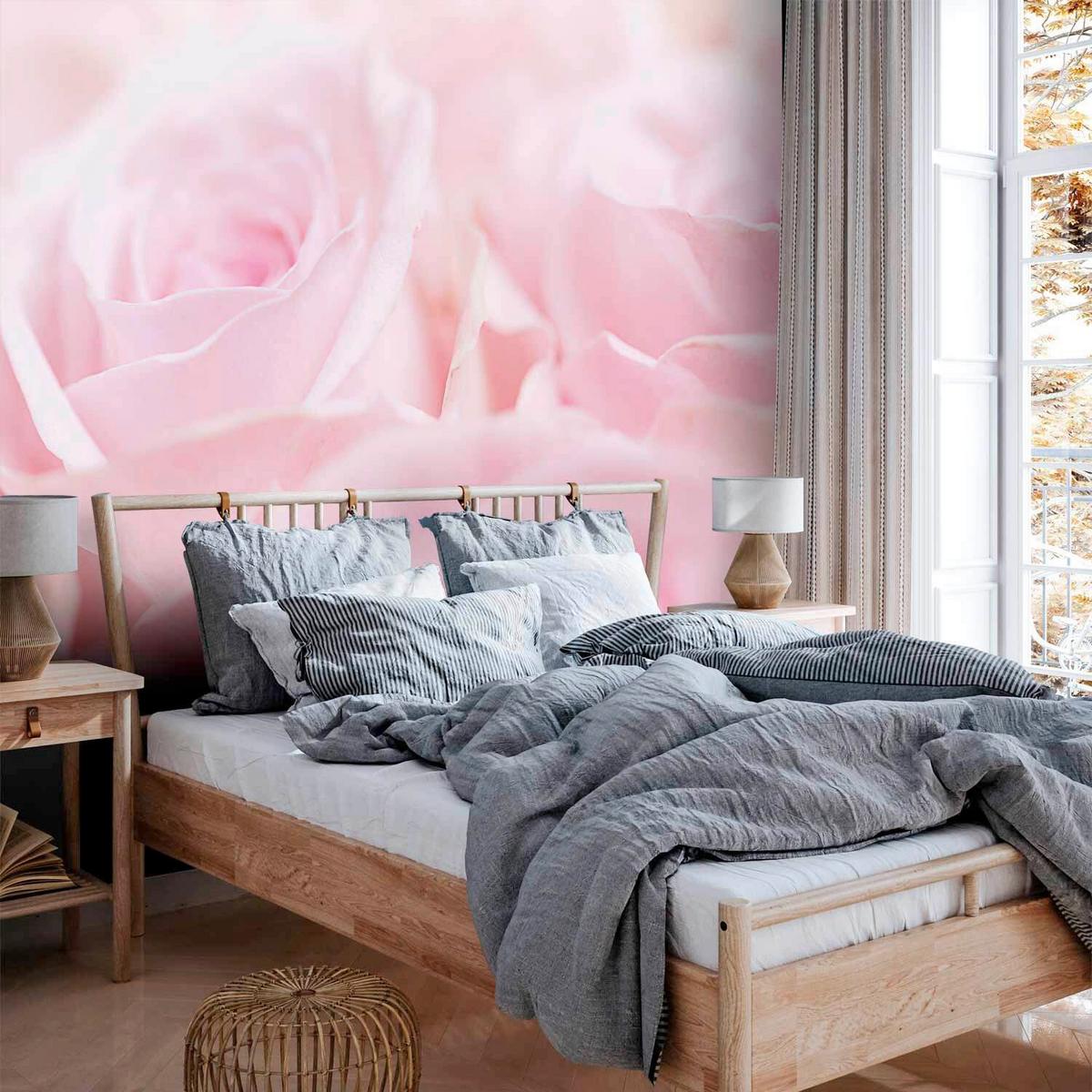 Fototapeta Ocean Of Roses, 450x315cm - bela/svetlo roza, Trendi, tekstil (450/315cm) - artgeist