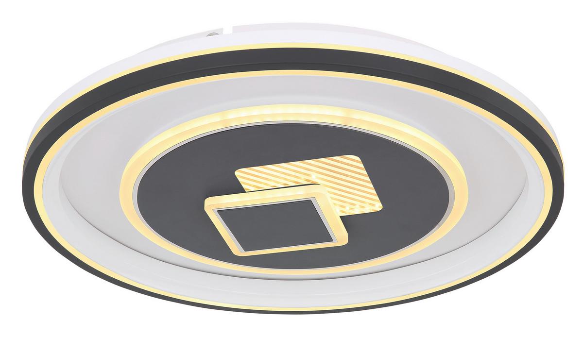 LED-Deckenleuchte Sundi max. 46 Watt - Opal/Graphitfarben, Design, Kunststoff/Metall (50/7cm) - Globo